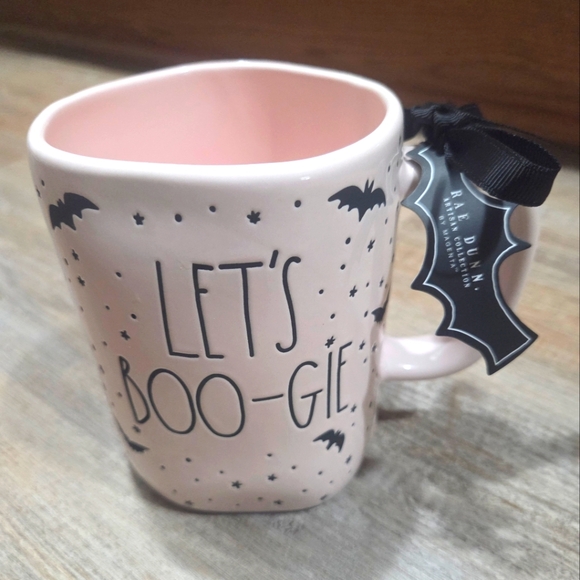 Rae Dunn | Dining | Rae Dunn Pink Lets Boogie Mug With Black Bats ...